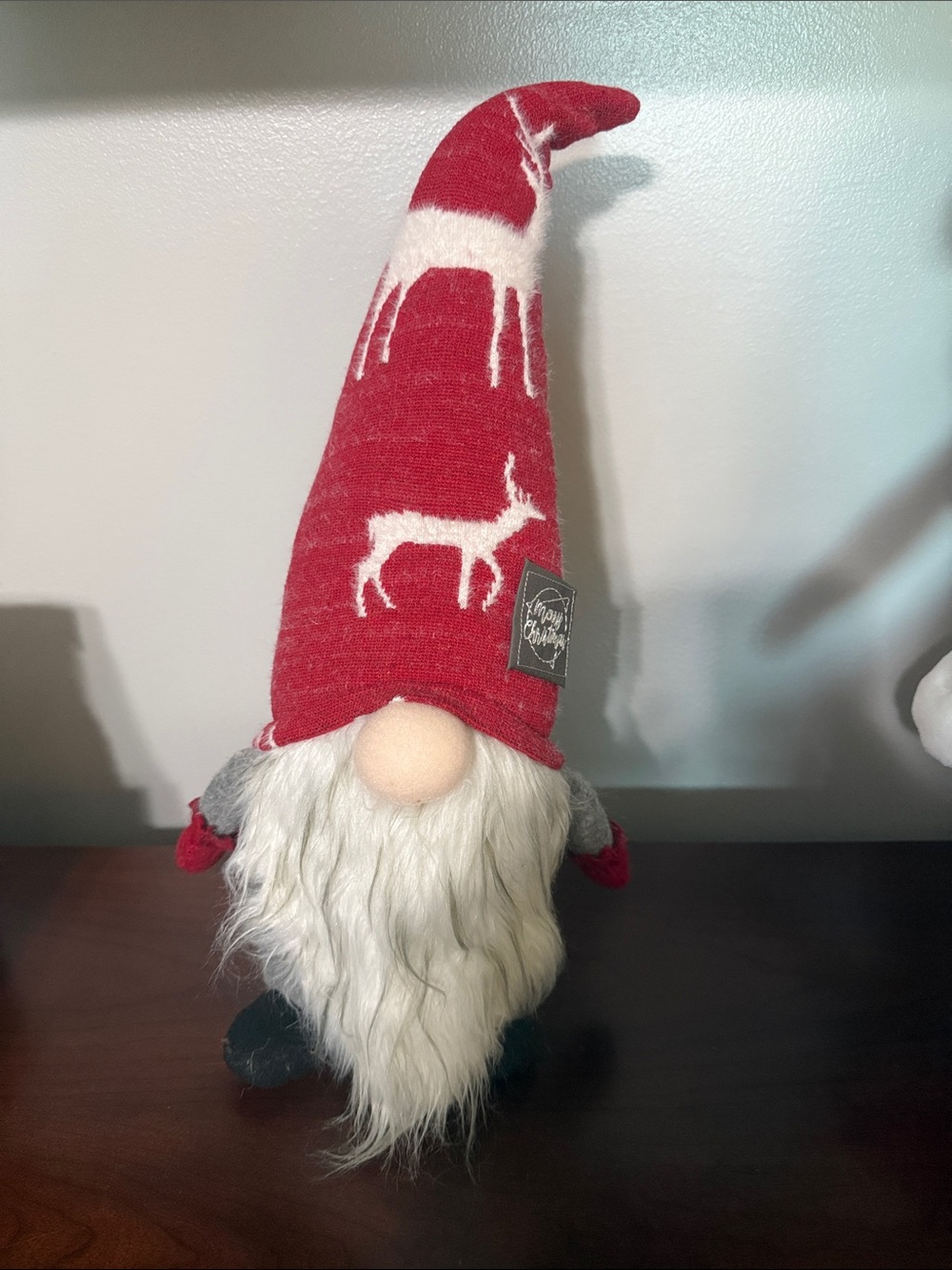 Holiday Red Reindeer Gnome Plush Décor